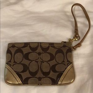 Gold/Brown Coach wristlet